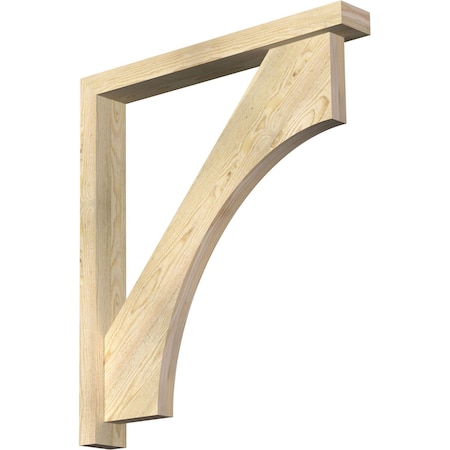 Westlake Block Rough Sawn Bracket w/ Offset Brace, Douglas Fir, 4"W x 30"D x 34"H